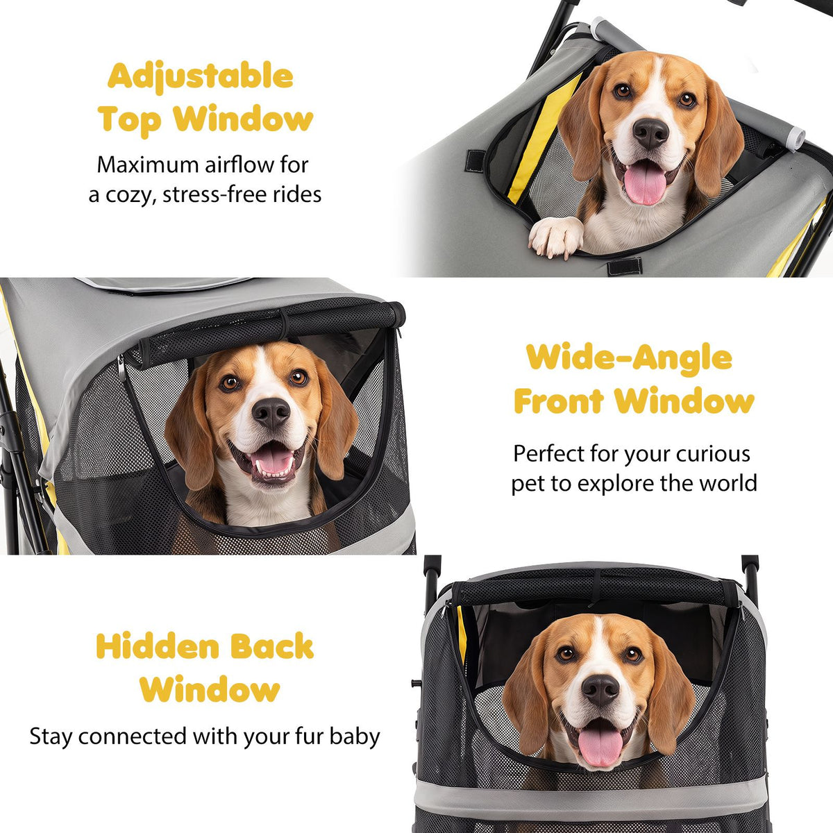 100 KG Heavy Duty Dog Stroller for Large and Medium Dogs with One-Step Foot Brake and 2 Doors