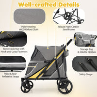 100 KG Heavy Duty Dog Stroller for Large and Medium Dogs with One-Step Foot Brake and 2 Doors