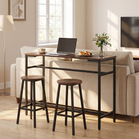 100 cm Long Bar Table with Footrest and Metal Frame