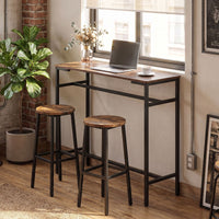 100 cm Long Bar Table with Footrest and Metal Frame