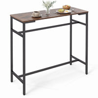 100 cm Long Bar Table with Footrest and Metal Frame