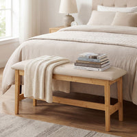 100 CM Upholstered Bench with Padded Seat and Smooth PU Leather for Bedroom and Entryway