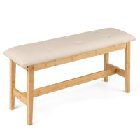 100 CM Upholstered Bench with Padded Seat and Smooth PU Leather for Bedroom and Entryway
