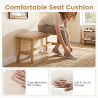 100 CM Upholstered Bench with Padded Seat and Smooth PU Leather for Bedroom and Entryway