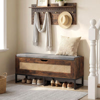 100 cm Rattan Storage Chest with Padded Seat Flip-Top