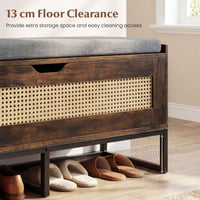 100 cm Rattan Storage Chest with Padded Seat Flip-Top