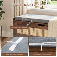 100 cm Rattan Storage Chest with Padded Seat Flip-Top