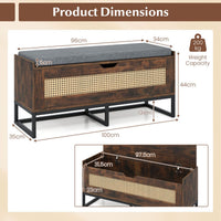 100 cm Rattan Storage Chest with Padded Seat Flip-Top