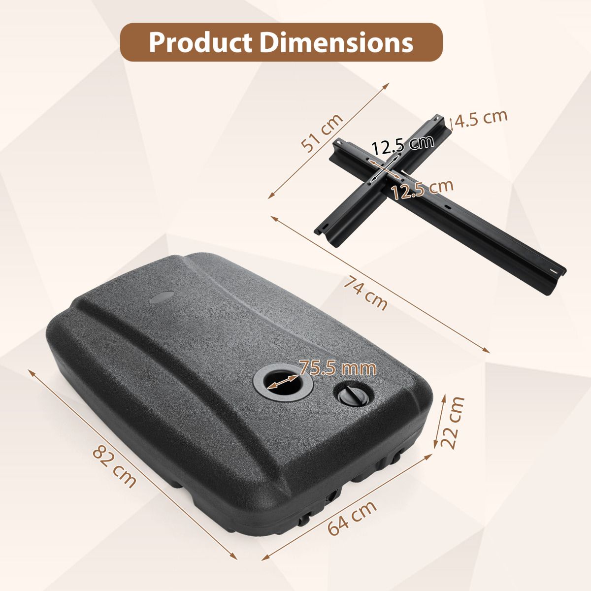 100 KG Cantilever Umbrella Base with Wheels and Cross Base