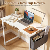 100cm Computer Desk Industrial Study Writing Desk with Storage Bag and Hanging Hook