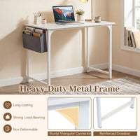 100cm Computer Desk Industrial Study Writing Desk with Storage Bag and Hanging Hook