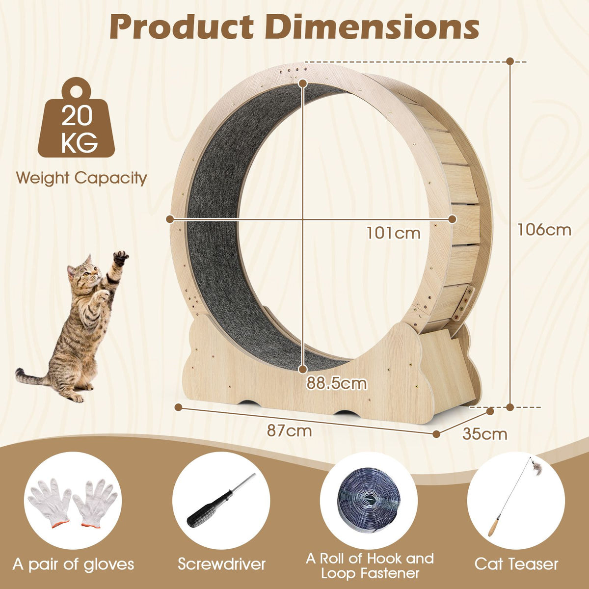 101 CM Large Cat Exercise Wheel for Indoor Cats