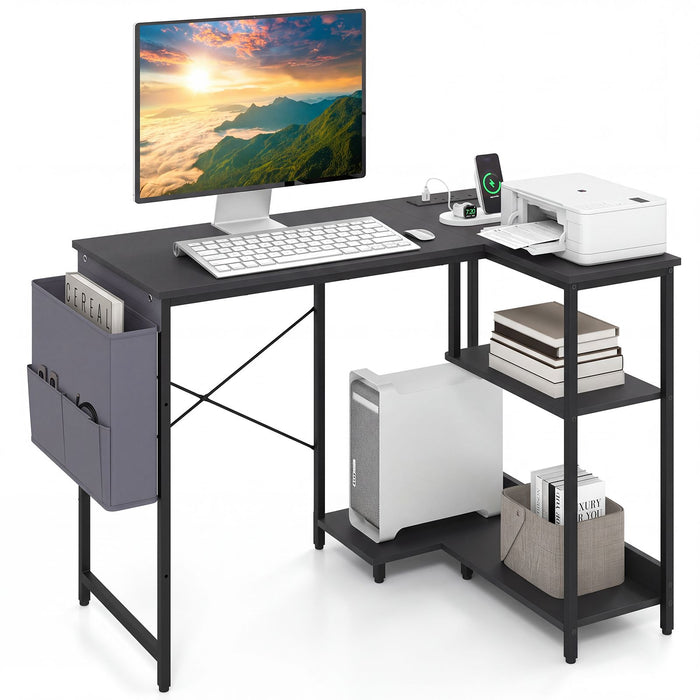 101cm L-Shaped Computer Desk with Integrated Charging Hub