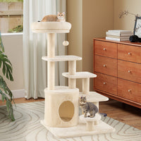 102cm Cat Tree for Adults cats Multi-level with Condo and Padded Perch Bed