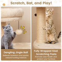 102cm Cat Tree for Adults cats Multi-level with Condo and Padded Perch Bed