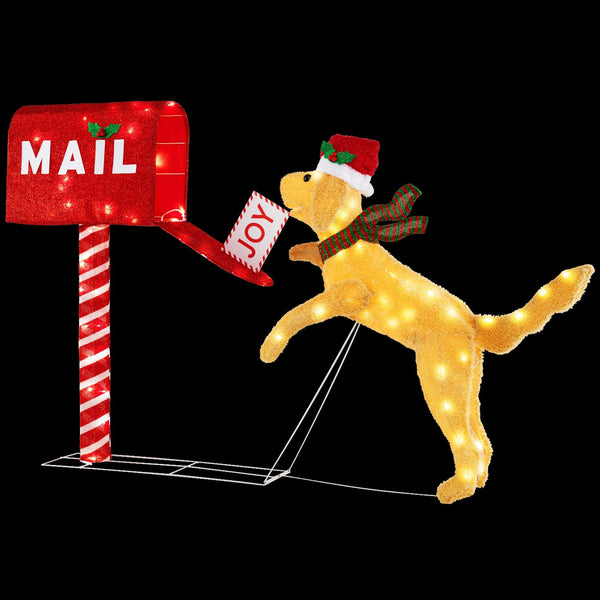 108cm Christmas Mailbox and Dog with 120 LED Lights
