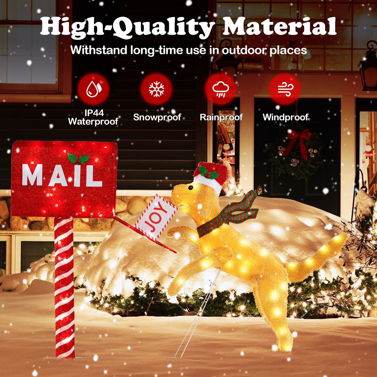 108cm Christmas Mailbox and Dog with 120 LED Lights