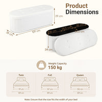 109cm Oval Storage Ottoman Bench with Dividers & Folding Boucle Footrest for Entryway