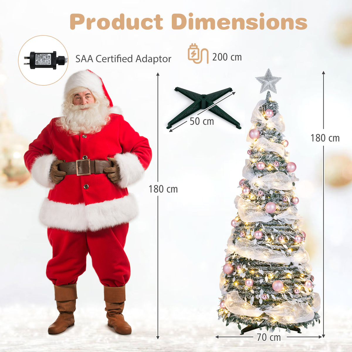 180cm Pre-Lit Pop up Christmas Tree w/ 140 LED Lights