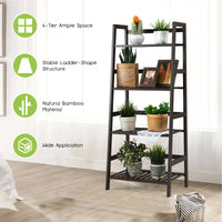 Freestanding 4-Tier Bamboo Plant Rack with Guardrails
