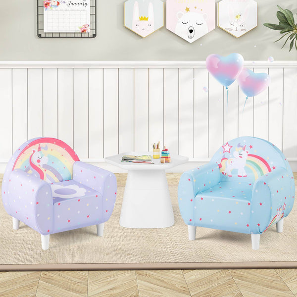 Kids Sofa Toddler Upholstered Armchair Unicorn Children Reading Chair