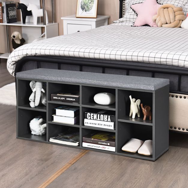 10-Cube Shoe Bench with Padded Cushions