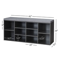 10-Cube Shoe Bench with Padded Cushions
