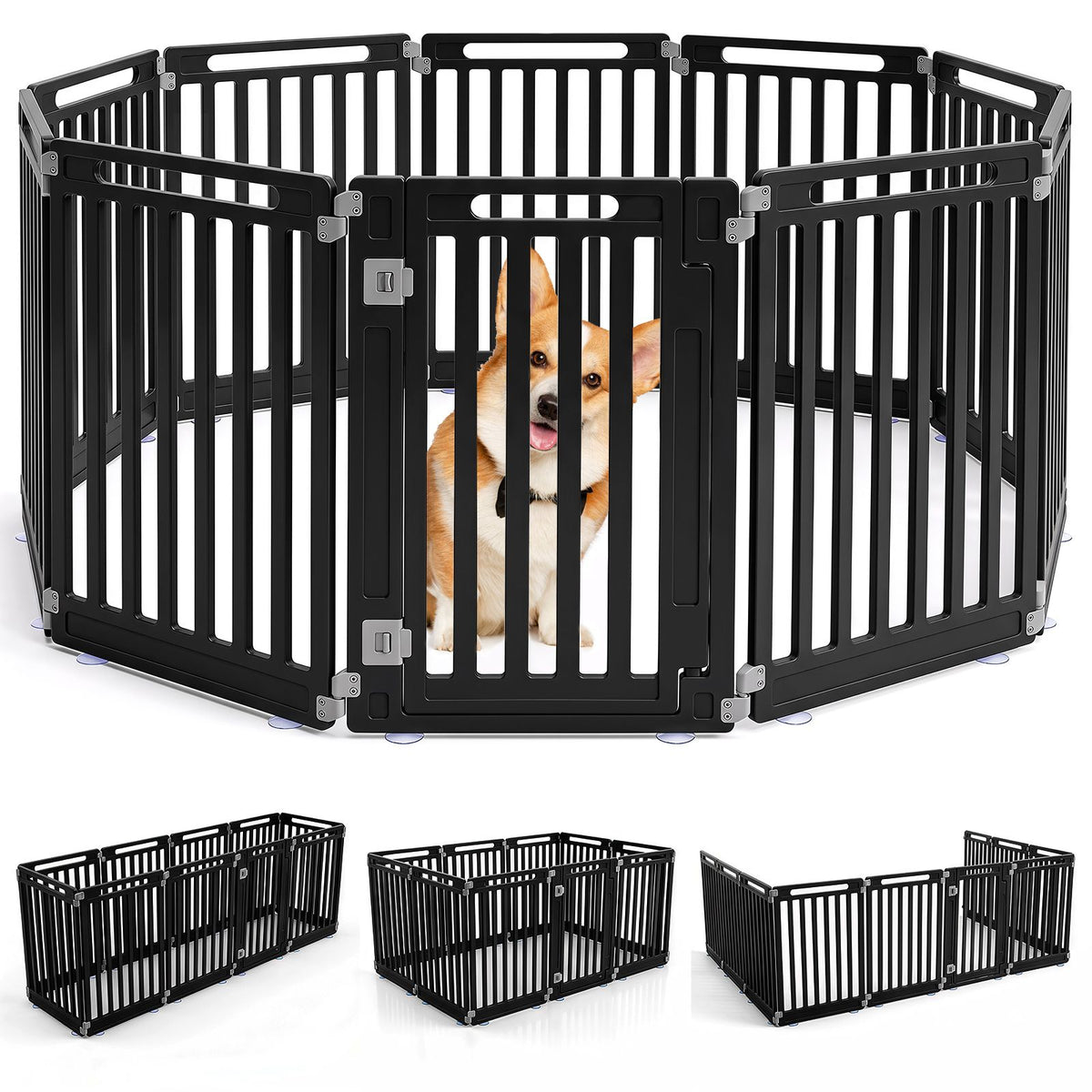 Indoor Outdoor Dog Playpen 81cm Height with Door Lock for Small Medium Pets
