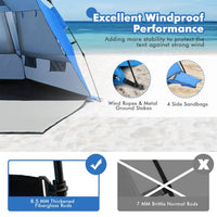 Foldable Portable Instant Pop-up Beach Tent for 3-4 Persons with Carry Bag