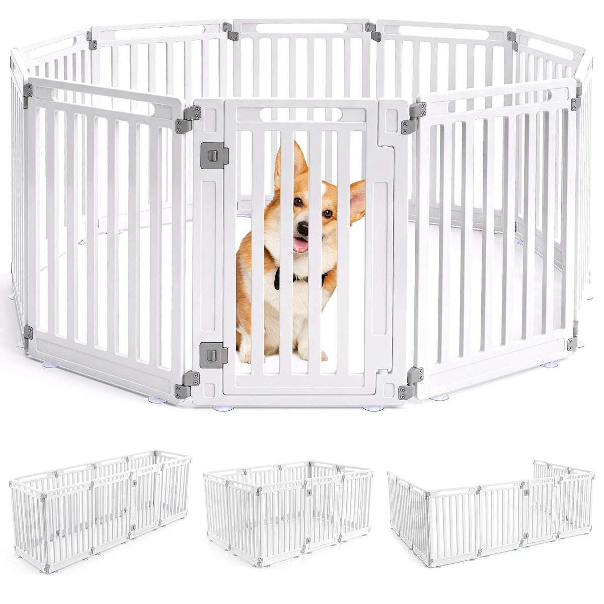 Indoor Outdoor Dog Playpen 81cm Height with Door Lock for Small Medium Pets