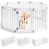 Indoor Outdoor Dog Playpen 81cm Height with Door Lock for Small Medium Pets