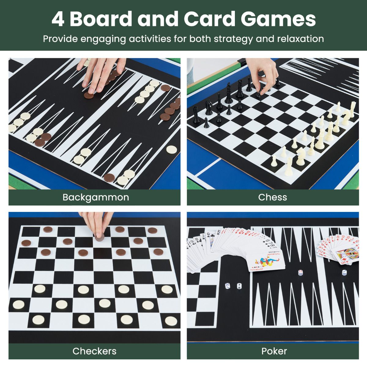 10-in-1 Combo Game Table Set Multi Game Table with Foosball for Home
