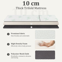 10cm Tri-Fold Floor Mattress with Washable Cover for Camping and Yoga