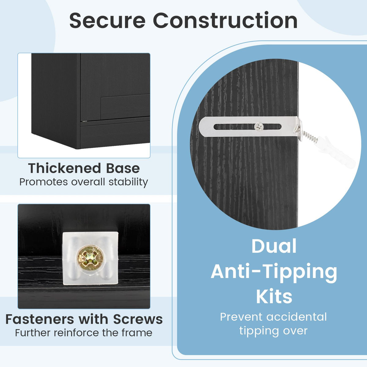 110 cm Bathroom Cabinet with Doors and Adjustable Shelves for Living Room