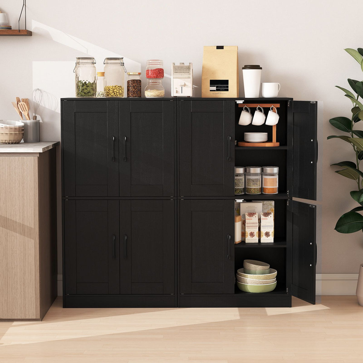 110 cm Bathroom Cabinet with Doors and Adjustable Shelves for Living Room