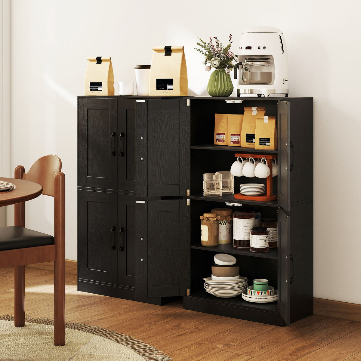 110 cm Bathroom Cabinet with Doors and Adjustable Shelves for Living Room