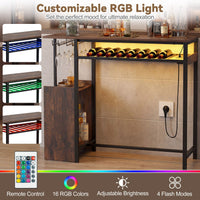 110 x 40 cm Rectangular Bar Table with Power Strip and RGB Light for Kitchen and Dining Room