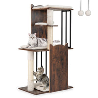 112 CM Tall Wooden Cat Tree with Removable Washable Plush Cushions