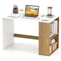 112cm Home Office Desk with 2-Tier Bookshelf for Bedroom and Living Room