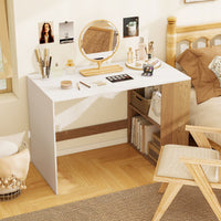 112cm Home Office Desk with 2-Tier Bookshelf for Bedroom and Living Room