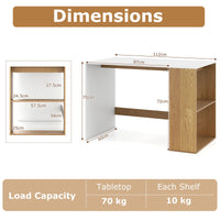 112cm Home Office Desk with 2-Tier Bookshelf for Bedroom and Living Room