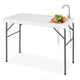 114 cm Portable Camping Table with Faucet and Drainage Hose for Picnic and Fishing