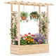 114cm Freestanding Elevated Garden Bed with Trellis for Outdoor Climbing Plants Flowers