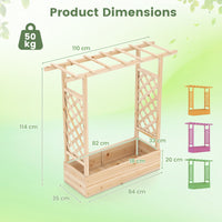114cm Freestanding Elevated Garden Bed with Trellis for Outdoor Climbing Plants Flowers