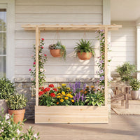 114cm Freestanding Elevated Garden Bed with Trellis for Outdoor Climbing Plants Flowers