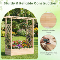 114cm Freestanding Elevated Garden Bed with Trellis for Outdoor Climbing Plants Flowers