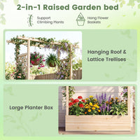 114cm Freestanding Elevated Garden Bed with Trellis for Outdoor Climbing Plants Flowers