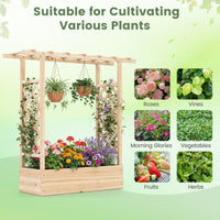 114cm Freestanding Elevated Garden Bed with Trellis for Outdoor Climbing Plants Flowers