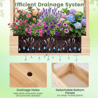 114cm Freestanding Elevated Garden Bed with Trellis for Outdoor Climbing Plants Flowers