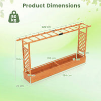 114cm Freestanding Wooden Raised Garden Bed with Trellisand Hanging Roof